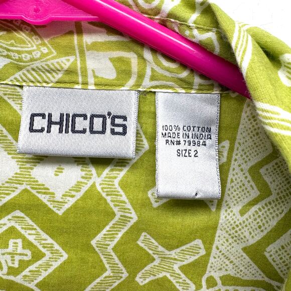 Chicos Lime Green Blouse, Button Up, Long Sleeved, Size M - Picture 2 of 5